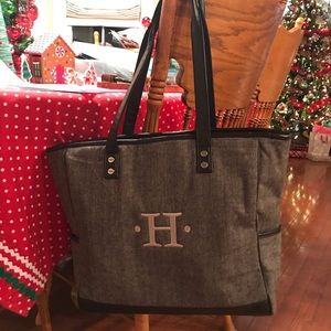 Thirty one gifts herringbone brown wool Cindy tote